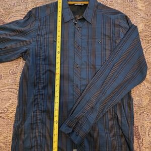 Arc'teryx Men's Navy and Black Plaid Shirt